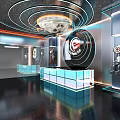 Futuristic Storefront Reception With Neon Lights And Sci Fi Decor 3d model