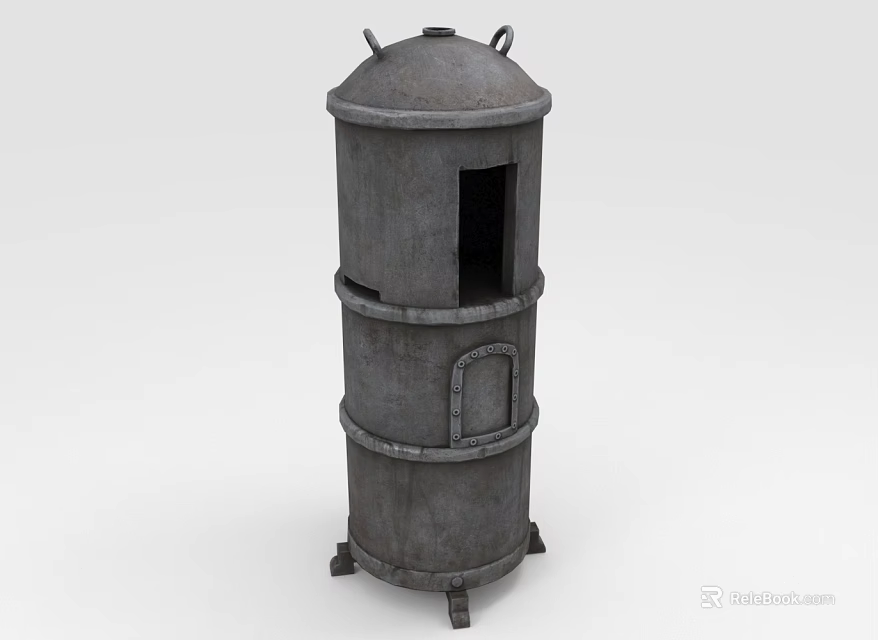 Vintage Cylindrical Metal Structure With Multi Layer Design Small Window Arched Door And Legs 3d model