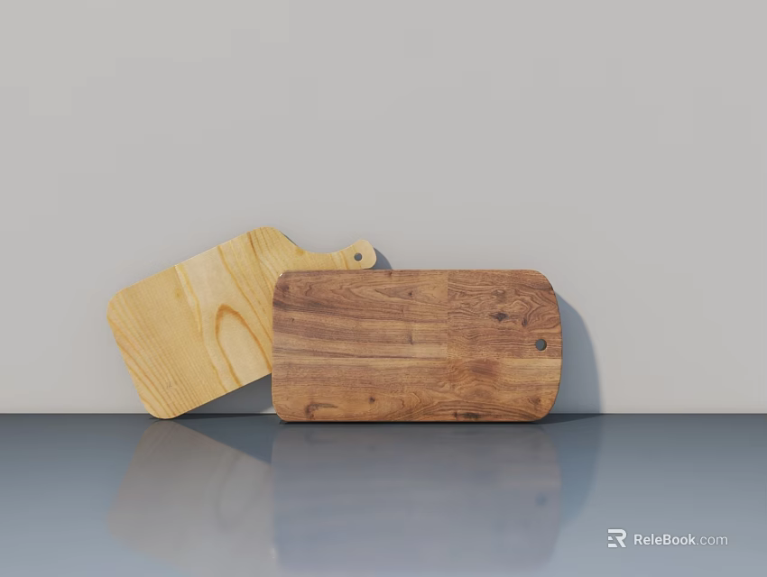 Two Wooden Cutting Boards As Essential Kitchen Tools For Home Cooking 3d model 