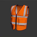 Orange Reflective Safety Vest With Multiple Pockets And Reflective Strips 3d model