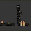 Detailed Modern Tactical Rifle With Scope Magazines Bullets And Ammunition Accessories