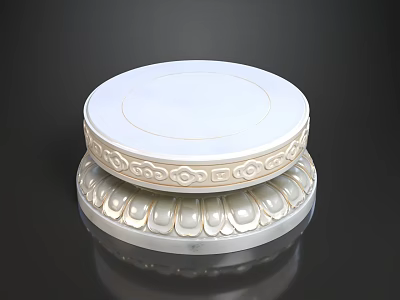 Luxury Round White Marble Sofa Coffee Table Set With Exquisite Classical Carved Decorative Patterns 3d model