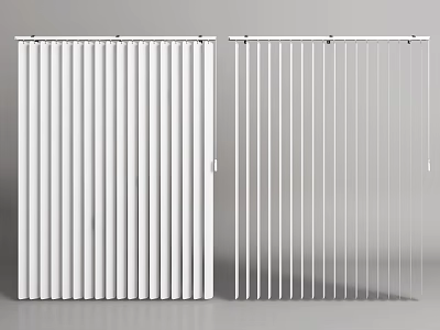 Stylish White Modern Vertical Curtains With Striped Design For Home Interior 3d model
