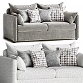 Modern Two Seater Sofa In Grey Fabric With Multiple Checkered Pillows 3d model