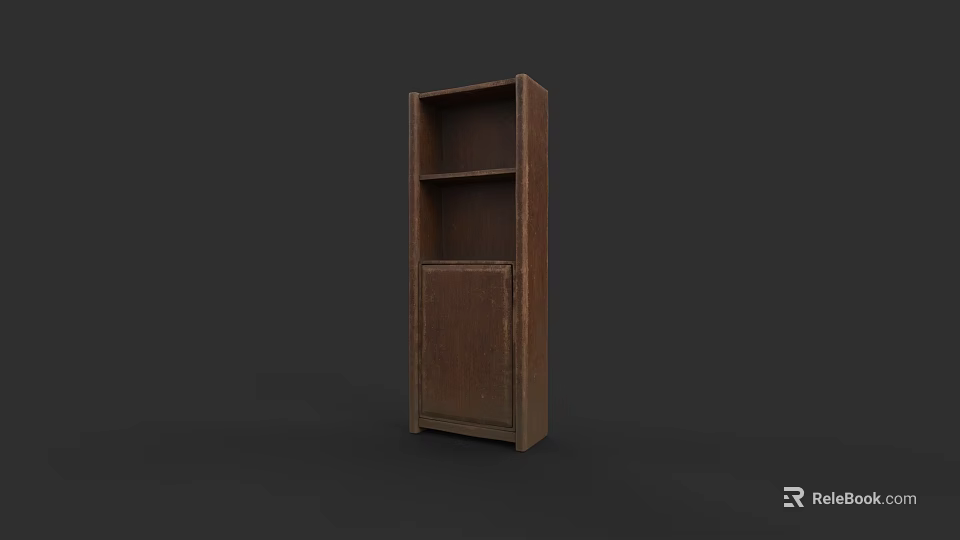 Wooden Wardrobe with Open Shelves and Closed Door Simple Design for Bedroom Storage 3d model 