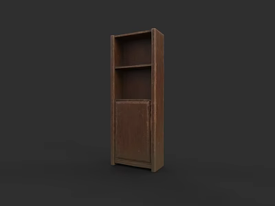 Wooden Wardrobe with Open Shelves and Closed Door Simple Design for Bedroom Storage 3d model