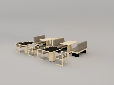 Modern Minimalist Dining Chairs With Wooden Frame And Booth Seats In Restaurant Setting 3d model