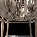 Modern Gallery Frame French Texture Paper Ceiling Grille Top Gallery Frame Texture Paper Gallery Frame Gradient Corrugated Ceiling Wave Office Ceiling Hall Ceiling 3d model