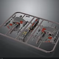 Spacecraft Model Kit Featuring Satellite Parts And Gray Red Details On Plastic Frame