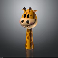 Cute Giraffe Toy With Orange Body Brown Spots Smiling Mouth Big Black Eyes Pink Cheeks