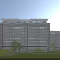 Modern High Rise Residential Building Exterior With Glass Curtain Walls And Landscaped Gardens