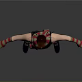 3D Character Model With Gray Sleeveless Top Red Green Striped Scarf Glasses And Spiked Shoulders