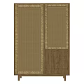 Wooden Storage Cabinet with Rattan Panel Doors and Drawers Natural Modern Design for Home Organization