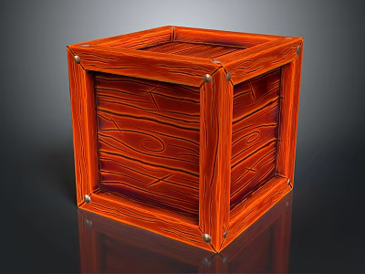 Wooden Cube Decorative Box With Red Wood Grain And Metal Rivets Polished Surface 3d model