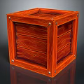 Wooden Cube Decorative Box With Red Wood Grain And Metal Rivets Polished Surface
