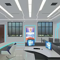 Traffic Police Case Management Command Room Modern Interior With Computers Large Screens And Office Desks