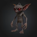 3D Mythical Creature Character With Large Ears Red Eyes And Slender Body