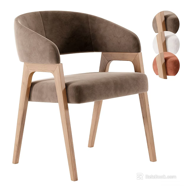 Contemporary Single Accent Chair Featuring Velvet Upholstery Wooden Legs And Color Options 3d model 