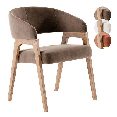 Contemporary Single Accent Chair Featuring Velvet Upholstery Wooden Legs And Color Options 3d model