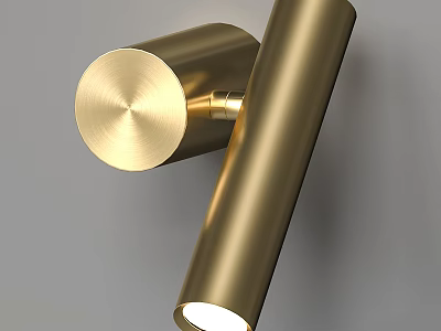 Modern Gold Brushed Metal Wall Lamp With Cylindrical Design And Warm Lighting 3d model