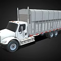 White Commercial Cargo Truck With Canvas Covered Bed And Dual Rear Wheels
