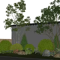 Grapefruit Tree Shrub Flower Mirror Combination Courtyard Greening Plant Configuration Simple Plant Configuration Shrub Ball Flower Mirror 3d model