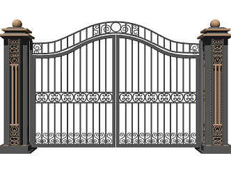 Modern gate wrought iron gate 3d model