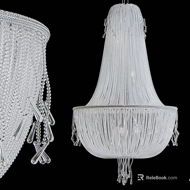 Luxurious Crystal Chandelier With Hanging Tassels And Elegant Design For Interior Decor 3d model 