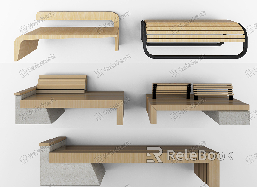 modern public chair park bench shaped chair model