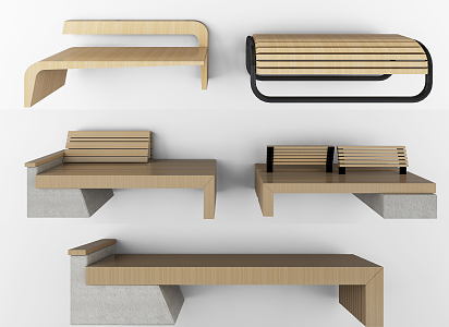 modern public chair park bench shaped chair 3d model