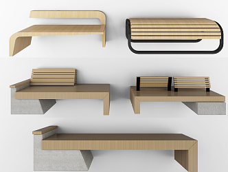 modern public chair park bench shaped chair 3d model