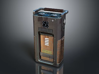 Vintage Daily Use Electrical Appliance With Wooden Panel Metal Casing And Top Control Knobs 3d model