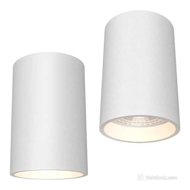 White Cylindrical Downlights and Spotlights Modern Home Lighting Fixtures with Bright Illumination 3d model 