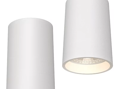 White Cylindrical Downlights and Spotlights Modern Home Lighting Fixtures with Bright Illumination 3d model