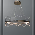 Modern Transparent Chandelier with Wavy Acrylic Shade and Illuminated Metal Frame