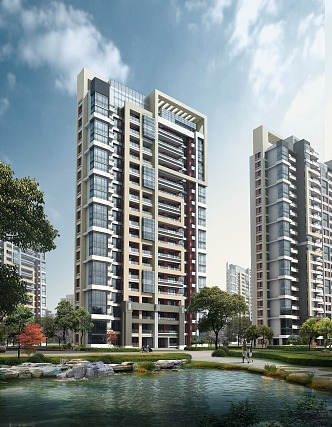 Appearance of high-rise residential buildings 3d model