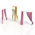 Decorative Curtain Components With Pink Striped And Gold Fabric Designs