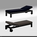 Two Tone Upholstered Sofa Stool With Modern Design And Rolling Wheels