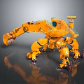 Yellow Multi legged Mechanical Industrial Robot With Excavator Arm And Control Cabin Design