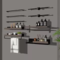 Bathroom Accessories Wall Mounted Shelves Towel Bars With Toiletries And Green Plants