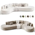 Modern Curved Sectional Sofa With Throw Pillows And Multiple Color Options 3d model
