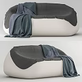 Soft Gray And White Lazy Sofa With Cozy Blanket For Comfortable Lounge 3d model