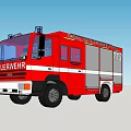 Red Fire Vehicle With Emergency Rescue Equipment And Fire Department Markings