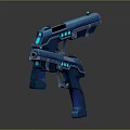 Futuristic Blue Pistols As Sci Fi Weapons With Glowing Details And Modern Design