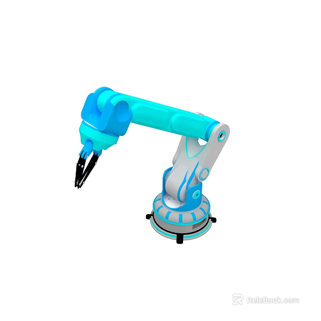 Blue And White Robotic Arm With Mechanical Structure For Automation Equipment 3d model 