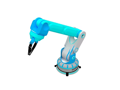 Blue And White Robotic Arm With Mechanical Structure For Automation Equipment 3d model
