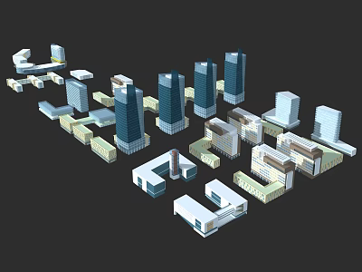 3D City Model Featuring High Rise Buildings And Low Rise Urban Structures 3d model