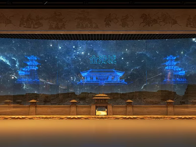 Luxurious Tobacco And Alcohol Store With Ancient Architectural Style Blue Projections And Starry Sky Background 3d model