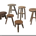 Various Wooden Stools With Different Designs And Natural Wood Tones For Home Decor