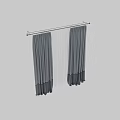 Elegant Gray Curtains With Sheer White Layer Hanging By Modern Window 3d model